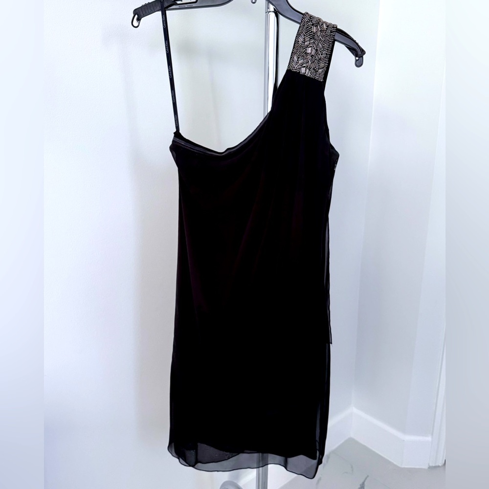 Calvin Klein one-shoulder little black dress